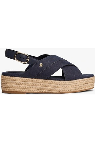 Tommy Hilfiger Denım Espadrılle Platform Sandal Siyah