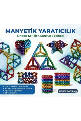 Sihirli Manyetik Toplar Dyum Mıknatıs Küp Bilye 216 Adet Cube Küp Dymium 3855796