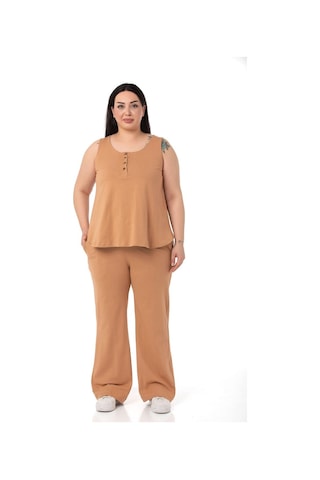 Büyük Beden Penye Vizon Eşofman Takımı-vizon Vizon