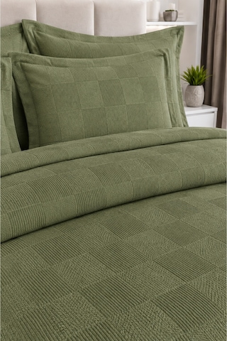 Liva Çift Kişilik Pike Takımı Yatak Örtüsü 2 Yastık Kılıfı Dokulu Pike Seti 220x240 Cm Yeşil