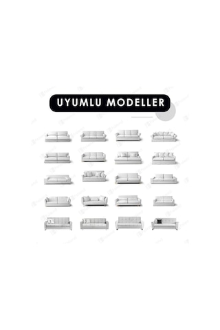 Tuğla Desen Streç Lastikli Koltuk Örtüsü Takımı 3 3 1 1 Esnek Kanepe Çekyat Kılıfı Vizon 180 X 230 Diğer