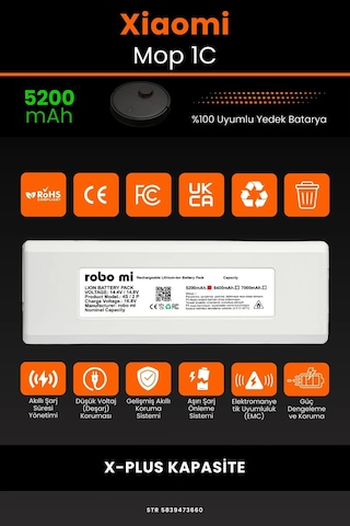 Xiaomi Mi Vacuum Mop 1c 5200mAh Robot Süpürge Bataryası