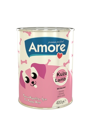 Amore Kuzu Etli Yavru Köpek Konserve 5 x 400 G + Fırlatılacak İpli Top