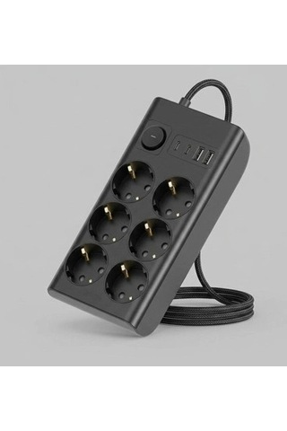 Mep Akım Korumalı 6 Lı Priz 2xusb 2xtype-c Çıkış Yüksek Gerilim Koruma Çoklu Priz Çoğaltıcı Najmaddin 0 - 2 M
