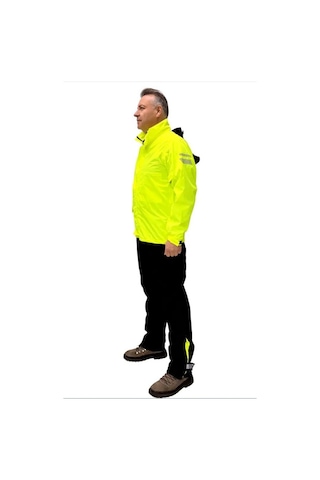 Caretech Ct-neonpro Motosiklet Yağmurluk Astarlı Kapüşonlu Reflektörlü Çantalı Su Rüzgar Geçirmez Medium