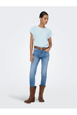 Only Onlmolly S/s O-neck Dobby Top Jrs Kadın T-shirt 15368563 Mavi