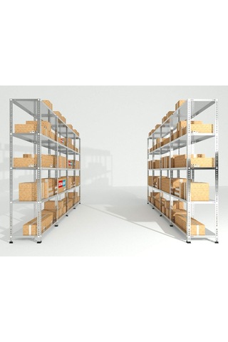 5 Katlı Galvaniz Çelik Raf - Depo, Arşiv, Kiler, Dosya, Market Rafı, Civatalı Raf Sistemi 59x75 Cm 200 Cm 1.00 Mm Çok Renkli