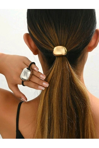 Okavango Kadın Printires Gold, Gümüş 2'li Yuvarlak Lastik Toka Seti Çok Renkli