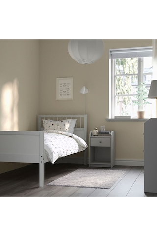 Tek Kişilik Karyola, Açık Gri, 90x200 Cm Masif Ahşap