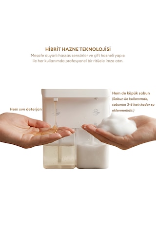 Pizen Bloom Duo Çift Hazneli Otomatik Sensörlü Şarjlı Sıvı Sabunluk 3 Kademeli Ipx5 Suya Dayanıklı Beyaz