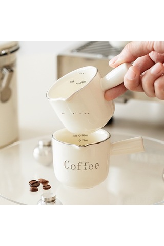 Mufunye Keramik Ölçülü Mini Kahve Kadeh, Espresso Ölçüm Ve Süt Servisi İçin Kafe Restoran Gereci, Dayanıklı Ve Pratik Tasarım Diğer