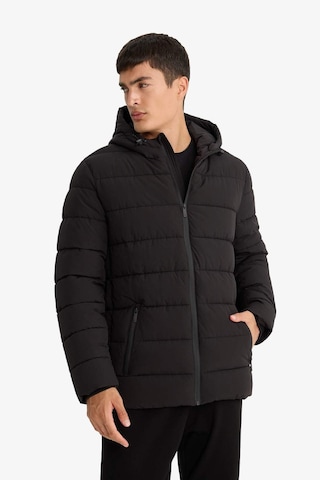 Defacto Su İtici Slim Fit Dar Kesim Astarlı Kapüşonlu Fermuarlı Cepli Dolgulu Mont R0216az25aubk27 Siyah-bk27