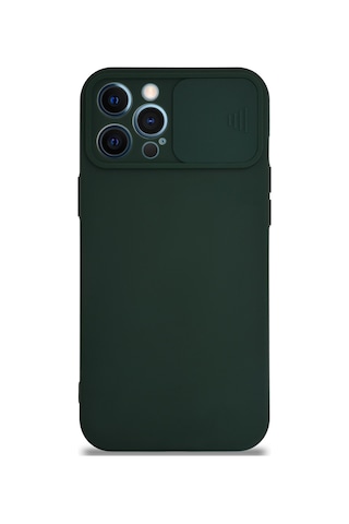 Apple Uyumlu iPhone 12 Pro Max Kapak Kamera Korumalı Sürgülü Renkli Silikon Kılıf