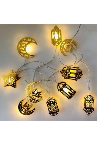 Ramazan Ayına Özel Karışık Figürlü Metal Led Işıklar Süsleme Işığı Pilli Gün Işığı Dekoratif Süs Dek Çok Renkli