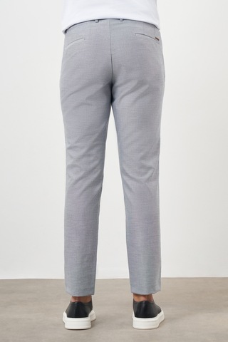 Morven Erkek Gri Poliviskon Trend Desenli Lastikli Slim Fit Pantolon Gri