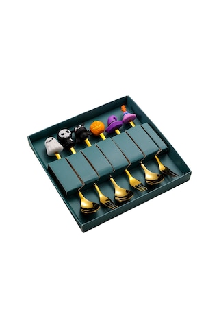 Premium Çocuk Cadı Figürlü Paslanmaz Çelik Uçlu Çatal-kaşık Set, 6 Parça 24+ Ay