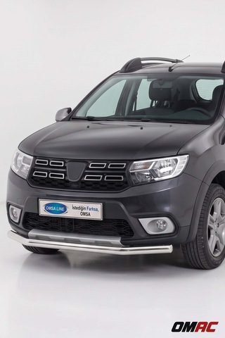 Dacia Sandero 2 Stepway 2012-2020 Uyumlu Araca Özel Texas Ön Alt Koruma Ø60mm Krom