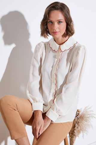 Lela Yaka Detaylı Regular Fit Şifon Bayan Gömlek 61114410 Taş-Kiremit