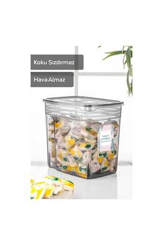 Meleni Home 2'li Mega Etiketli Deterjan Saklama Kutusu Lena Pratik Kapaklı Tablet Deterjan Saklama Kabı 2x5,5 Lt