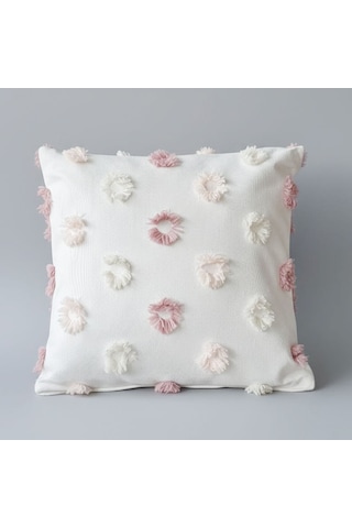 Premium Dokulu Dekoratif Kırlent Kılıfı 45x45 Cm Kabartmalı Desenli, Yüksek Kalite Kumaş Açık Pembe