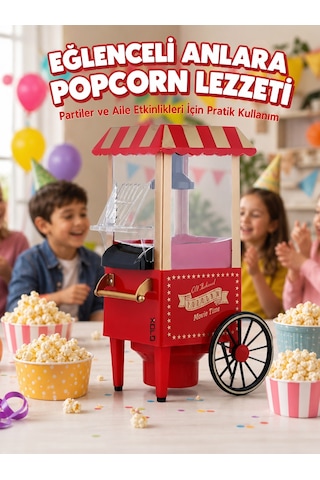 Sıcak Hava Teknolojili Yapışmaz Popcorn Makinesi Kırmızı 47798727