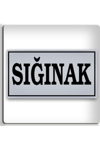 Sığınak - Yönlendirme Levhası - Kendinden Yapışkanlı Metalik Gümüş Gri Tabela 8x15 Cm