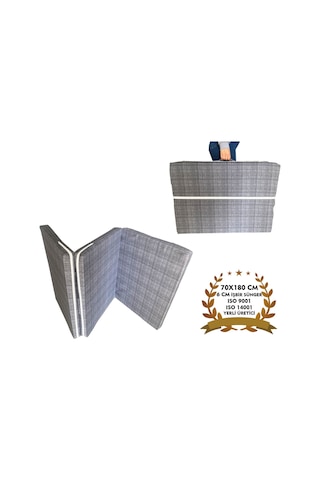 Katlanır Kamp Yatağı Çadır Yatağı Sünger Yatak Fermuarlı 70x180 Cm 6 Cm Gri