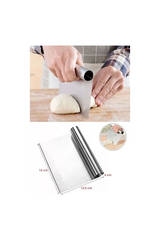 2li Set Hamur Şekillendirici Eğik Pasta Spatulası +metal Hamur Kesici Kazıyıcı Spatula Renkli