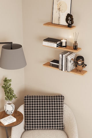 3'lü Dekoratif Raf Duvar Rafı Bendir