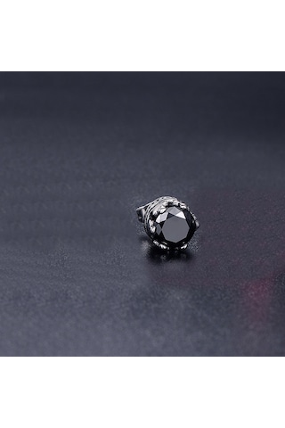 Chavin Siyah Tek Taş Çelik Erkek Küpe Ei96Sy Beyaz