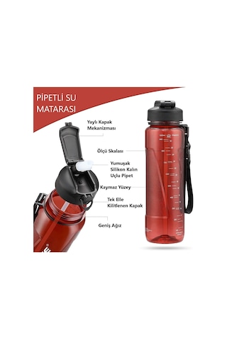 Uzspace Fiftyfifty Pipetli Mega Boy 1500ml Tritan Su Matarası Siyah Diğer