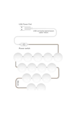 Moveevo Led Makyaj Aynası Ampulü Ayna Ön Işığı Usb Makyaj Işığı Üç Renkli Karartmalı Ayna 14 Işık