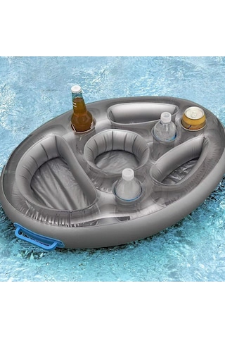 Kosona Eko-friendly Pvc Havlu İçecek Tutucu, Çoklu Delikli Telefon Tutucu, Su Üstü Buz Yatağı Ve Havuz Yemek Tabağı Şeffaf Yeşil