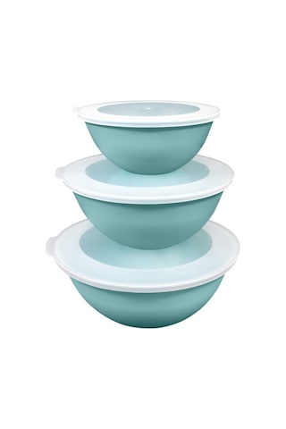 Ceronni Lunar Kapaklı Kase 3lü Set 3lt 2lt 1lt Turkuaz Turkuaz