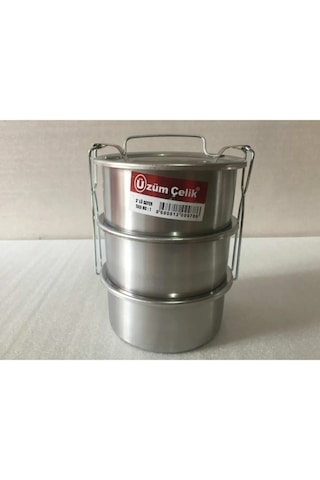 Mobilreyon Sefer Tası 3'lü Krom Çelik Sefertası 1 Kişilik 13-5cm