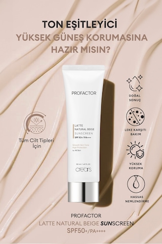 Cre'ars Hafif Kapatıcı Pürüzsüz Görünüm Sunan Güneş Kremi Natural Beige SPF50+ 50 ML