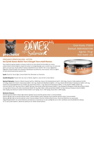 Döner Bites Sos İçinde Somonlu Yetişkin Konserve Kedi Maması 6 Adet-70 Gr