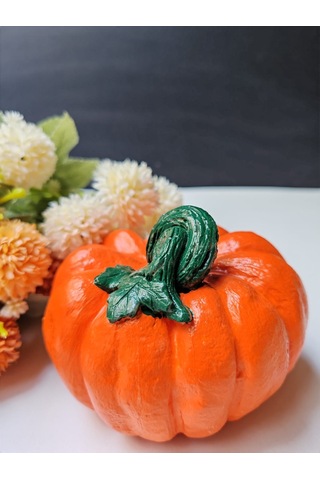 Dekoratif Balkabağı Orta Boy, Turuncu El Yapımı, Ev Dekoru, Masa Dekoru, Obje, Biblo