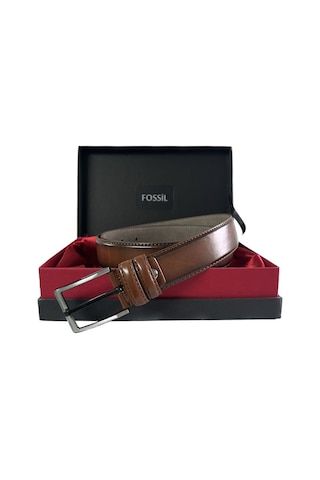 Fossil Taba Düz Dikiş Suni Deri 3,5 Cm Erkek Kemeri -120 Cm Taba