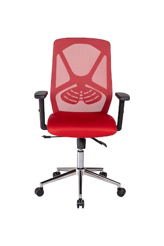 Ofisbazaar Dolphin Siyah Fileli Çalışma Koltuğu Ergonomik Şef Ve Toplantı Koltuğu Kırmızı Kırmızı