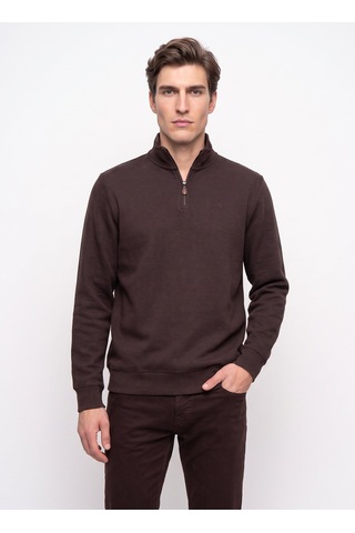 Mustang Kahverengi Erkek Fermuarlı Basic Nakışlı Sweatshirt M6wm-swt1591 Kahve