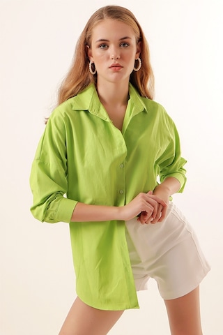 Bigdart 3900 Oversize Uzun Basic Gömlek - Çağla 001