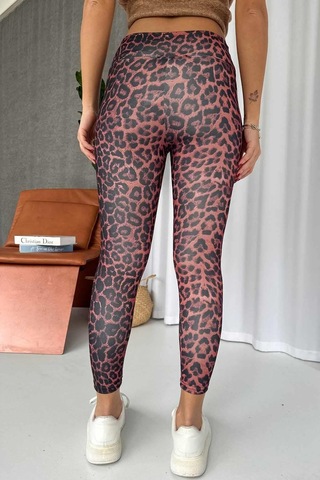 Mine Tan Butik Leopar Desen İçi Şardonlu Kadın Toparlayıcı Tayt - Bordo Bordo