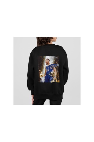 Stil X Stephen Curry Baskılı Bisiklet Yaka Çocuk Tshirt Siyah-8