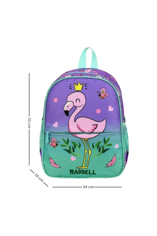Waddell Lisanslı Flamingo Desenli Anaokul Kreş Sırt Çantası