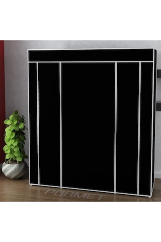 Sepettenevar Çift Yandan Raflı Bez Dolap Siyah