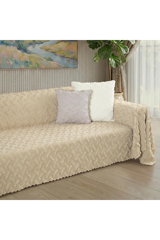 Ponela Koltuk Örtüsü Kaymaz Bohem Punch Kabartmalı 3 Boyutlu 175x300 Cm Large Kaymaz, Bej