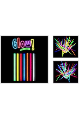 Glow Stick 20cm Fosforlu Kırılan Çubuk 100 Adet Renkli