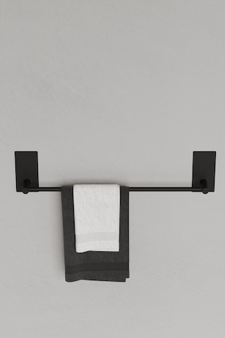 Paslanmaz Çelik Siyah Yapışkanlı Havluluk - Havlu Askısı 45 Cm Mat Siyah