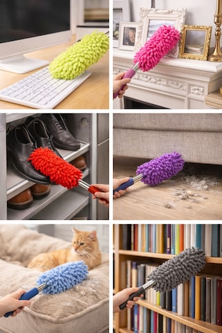 Mucit Home Teleskopik Uzayabilen Mikrofiber Toz Alma Fırçası 25-75 Cm